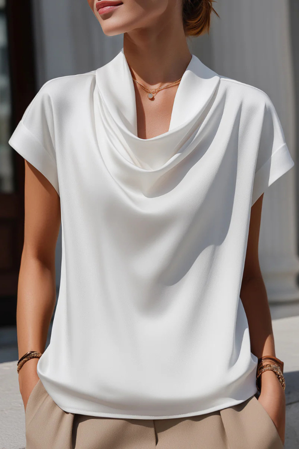 Solid Color Loose-fitting Casual Short-sleeved Top | Consonak