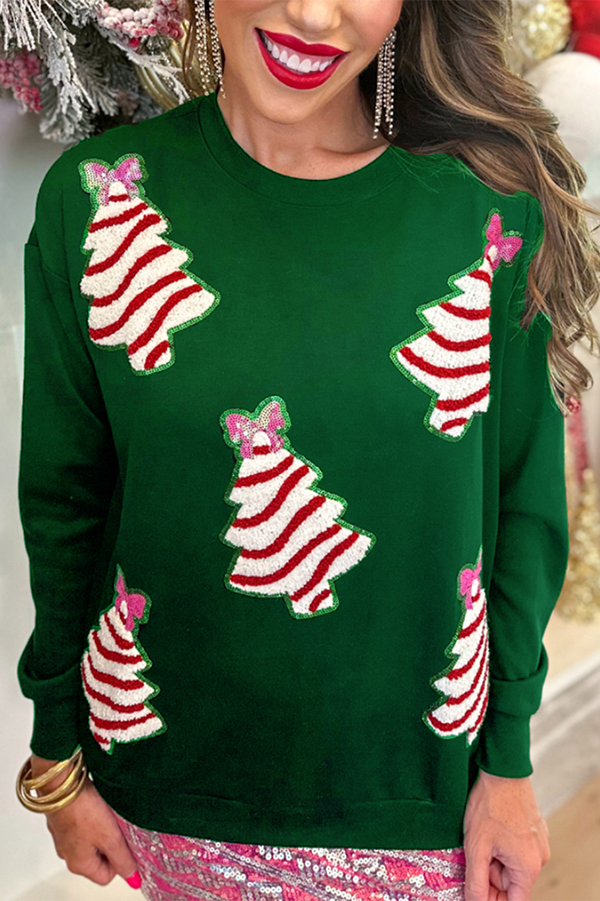 Christmas Tree Sequined Casual Loose Sweatshirt-consonak