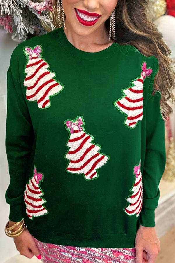 Christmas Tree Sequined Casual Loose Sweatshirt-consonak
