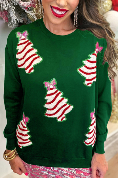 Christmas Tree Sequined Casual Loose Sweatshirt-consonak