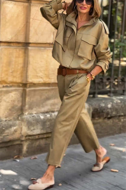 Classic Charm Mid-rise Pocketed Loose Cropped Pants-consonak