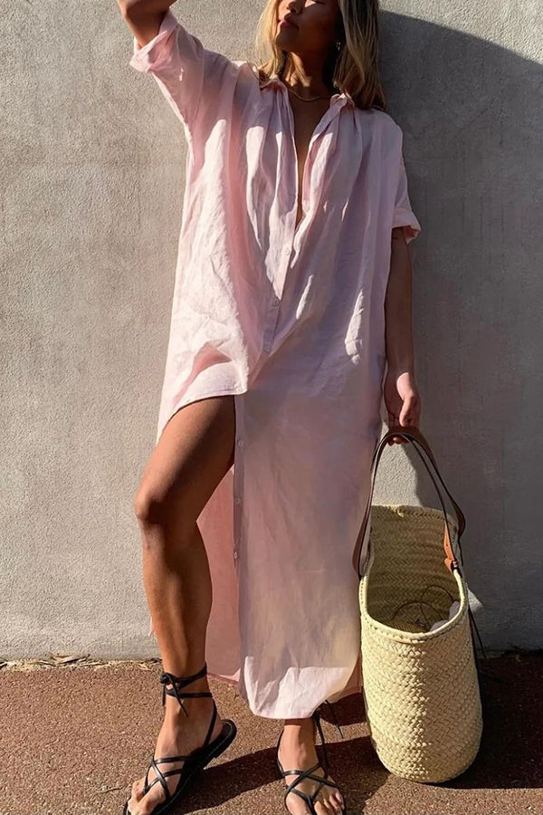 A Simple Concept Maxi Shirt Dress-consonak