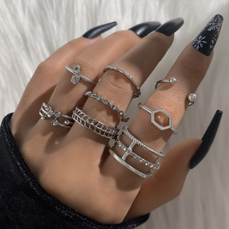 Adjustable Personality Ring with Irregular Geometric Opening-consonak