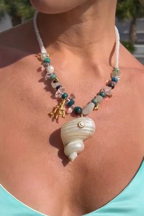 Stylish Freshwater Pearl Conch Necklace-consonak