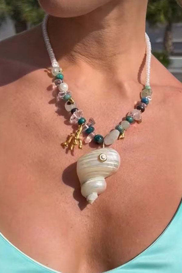 Stylish Freshwater Pearl Conch Necklace-consonak