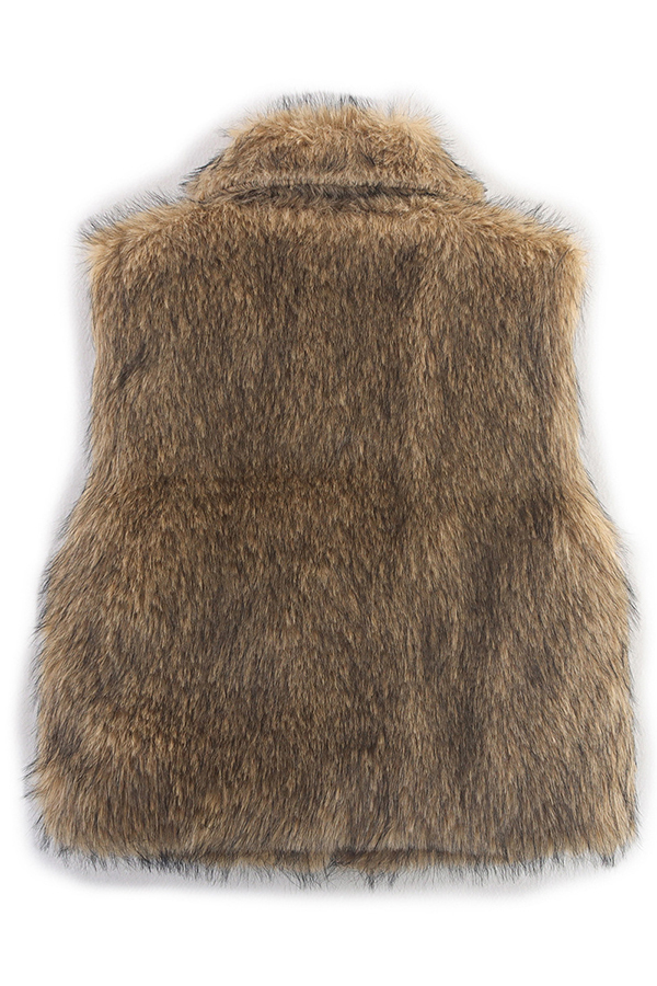 Stylish Collared Sleeveless Short Faux Fur Vest-consonak