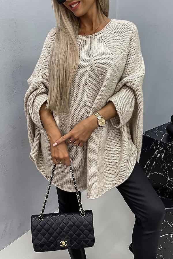 Remember Me Knit Crew Neck Poncho Loose Sweater | Consonak