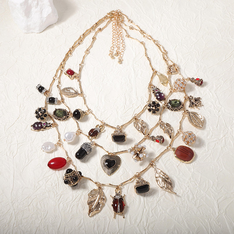 Vintage Multi-layered Odd-shaped Pendant Necklace | Consonak