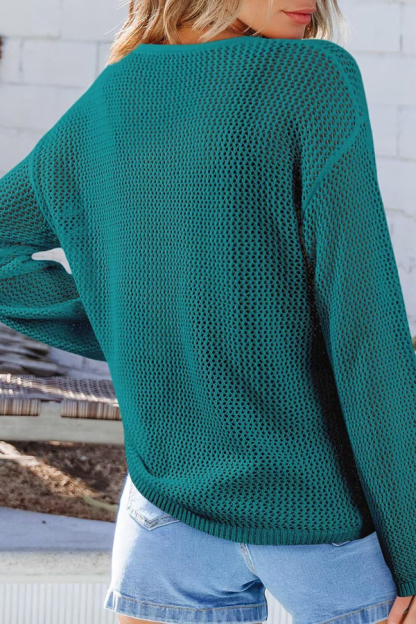 Coconut Tree Jacquard Loose Round Neck Long-sleeved Casual Knitted Cover-up-consonak