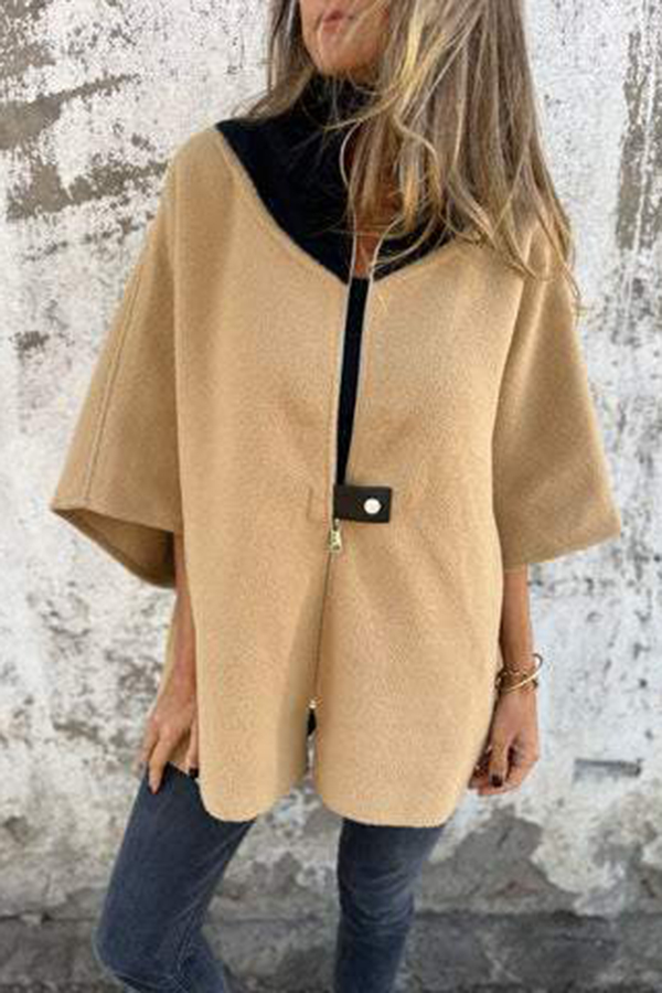 Fashionable Casual Stand Collar Zippered Loose Jacket-consonak