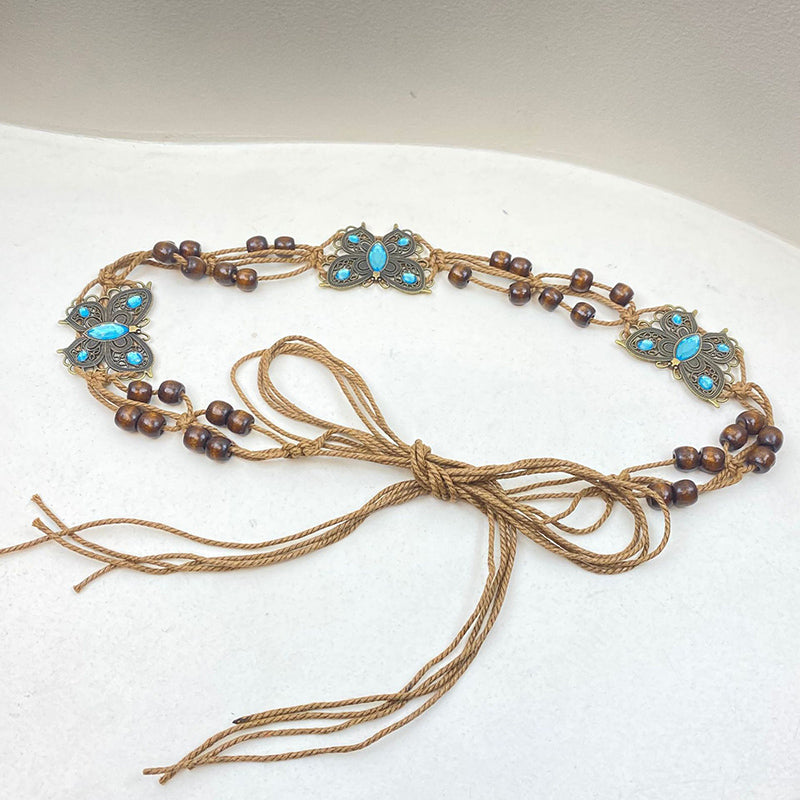Bohemian Metallic Butterfly Handwoven Belt-consonak