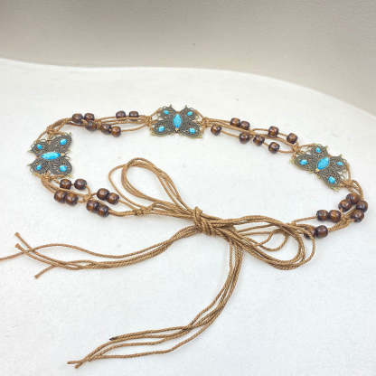 Bohemian Metallic Butterfly Handwoven Belt-consonak