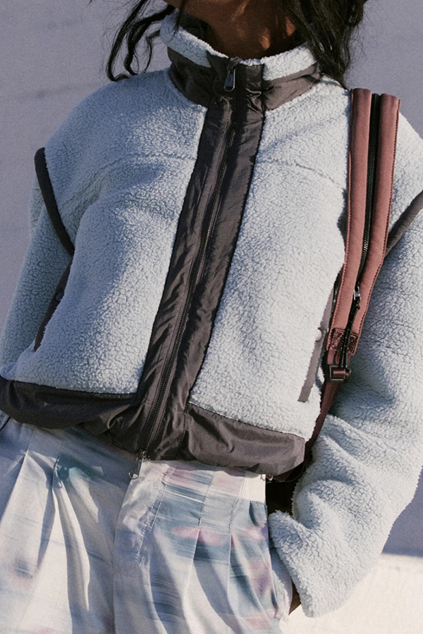 Stylish Patchwork Stand Collar Sherpa Zipper Jacket-consonak