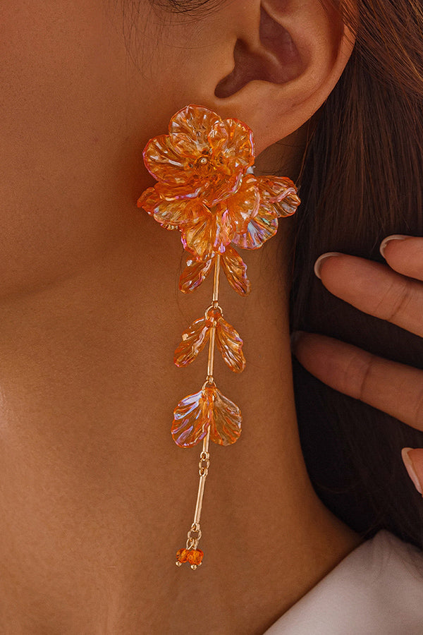 Fashionable Tassel Floral Mermaid Pearlescent Earrings-consonak