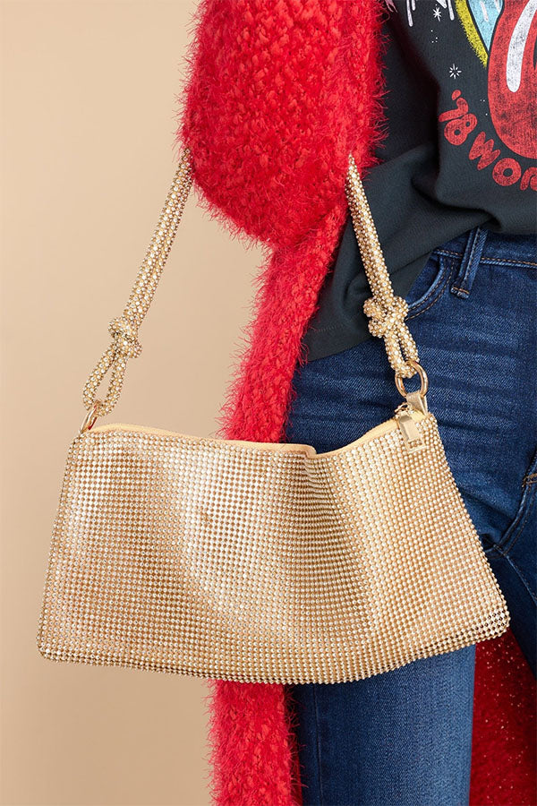 Rhinestone One-shoulder Armpit Bag-consonak