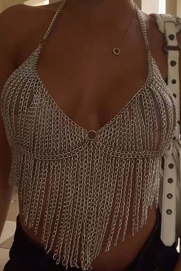 Tassel Vest Top Chain Bra Chest Chain-consonak