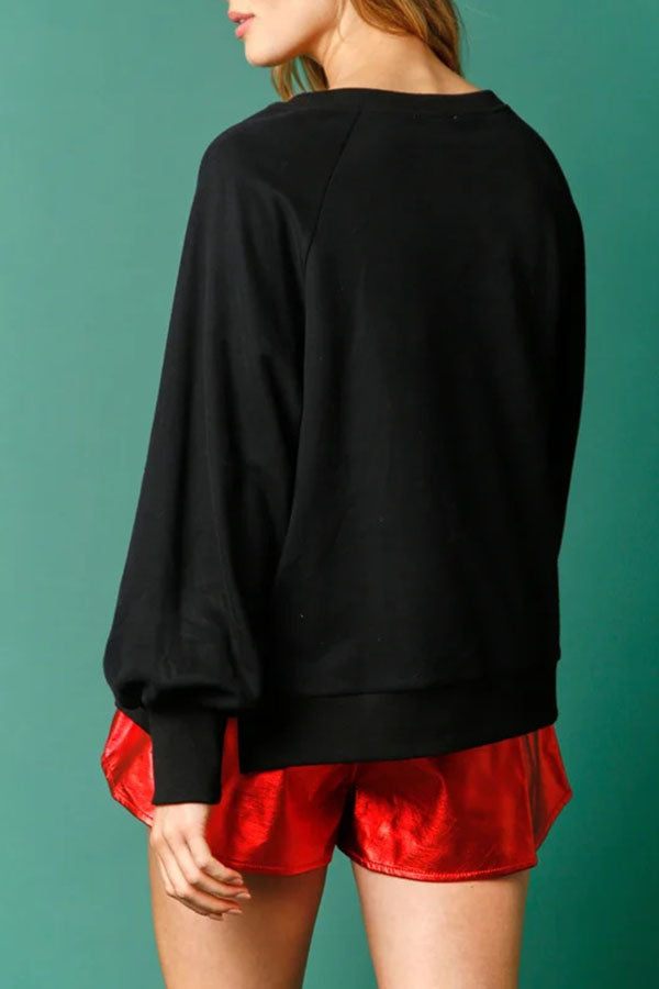 Christmas Gingerbread Man Sequined Long Sleeve Sweatshirt-consonak