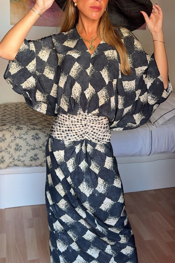 Nomad Diamond Print Kaftan Maxi Dress-Consonak