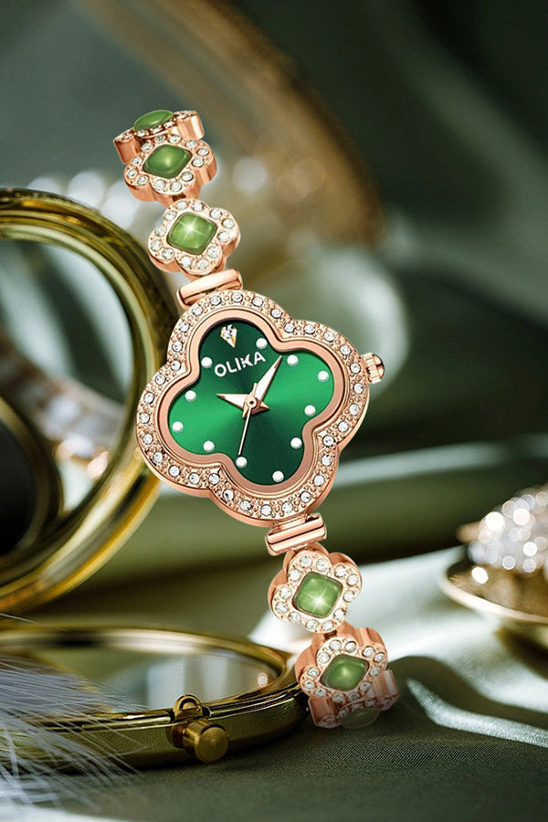 Fashion Four Leaf Clover Chalcedony Jewelry Quartz Watch | Consonak