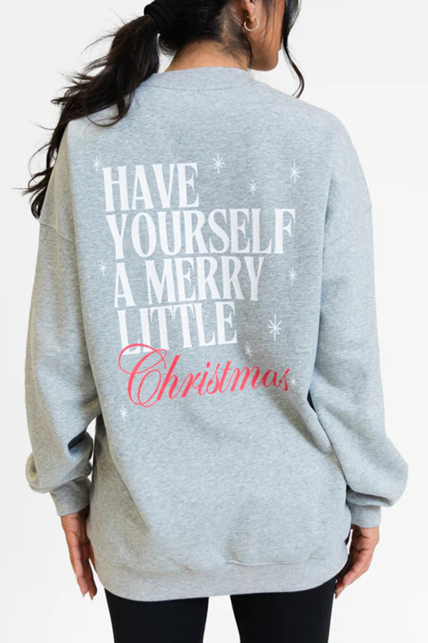 Christmas Cartoon Santa Claus Print Long Sleeve Loose Sweatshirt-consonak