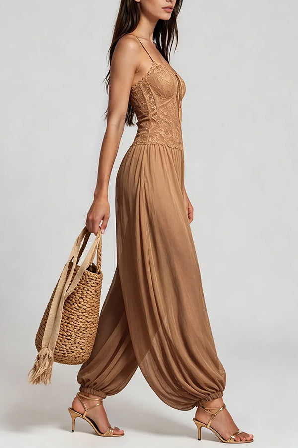 Aria Lace Bodice Boho Jumpsuit-Consonak