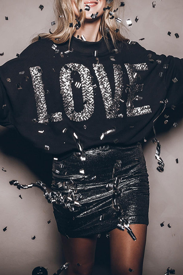 Lots of Love for You Sequin Loose Pullover Top-consonak