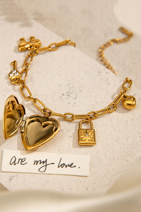 Fashionable Heart Shaped Embellished Bracelet-consonak