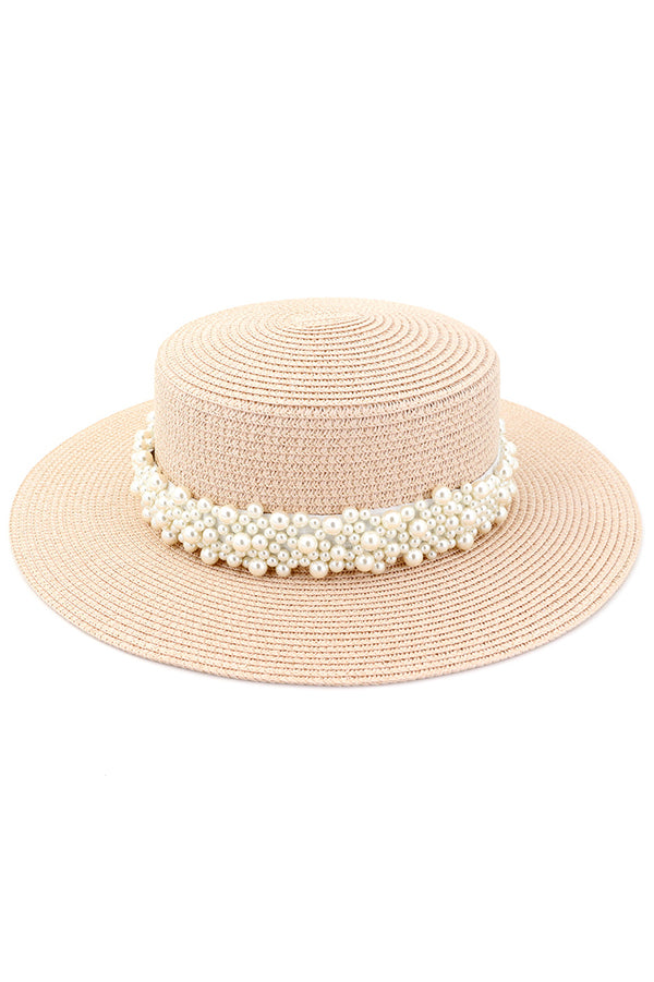 Pearl Embellished Beach Hat-consonak