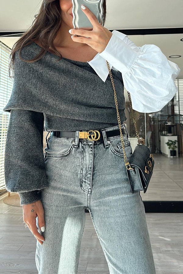 Stylish Patchwork Contrasting Long-sleeved V-neck Casual Sweater-consonak