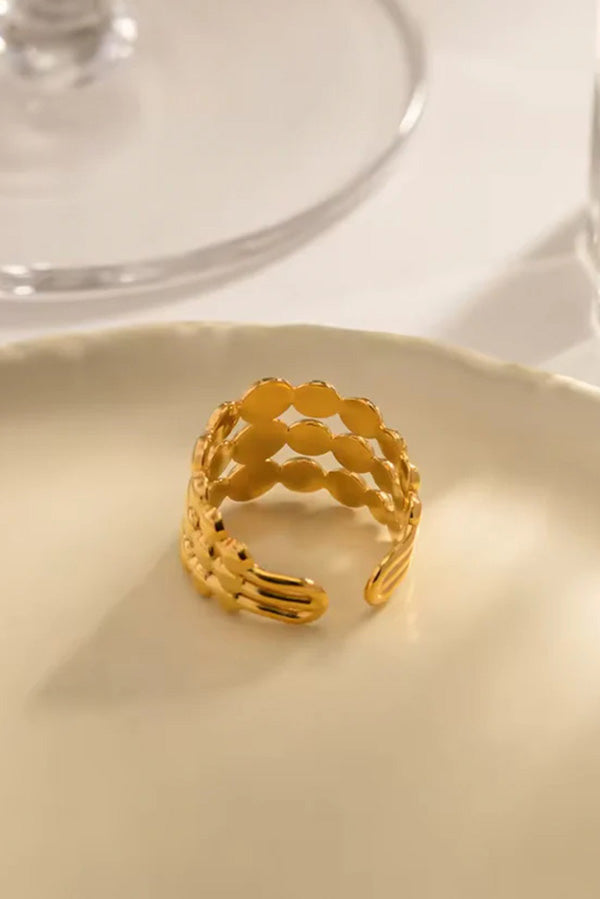 Stylish Dot Shape Stainless Steel Open Ring-consonak