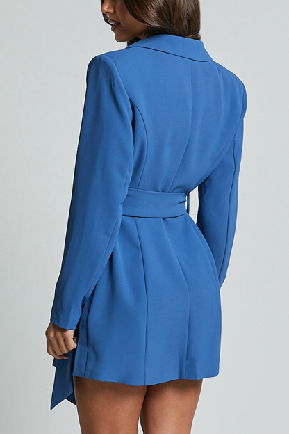 Fashion Pioneer Solid Color Lapel Long Sleeve Lace-up Blazer-consonak