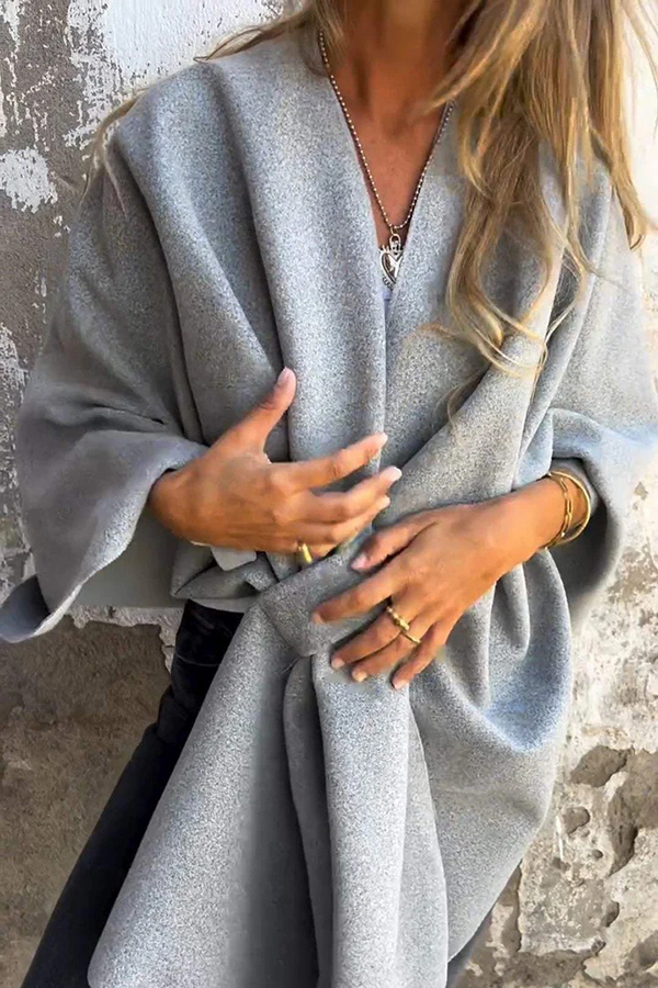 Solid Color Loose V-neck Shawl Cape Jacket | Consonak