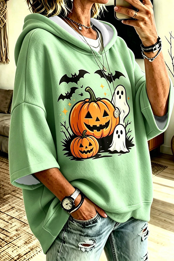 Halloween Pumpkin Graphic Oversized Hoodie-Consonak