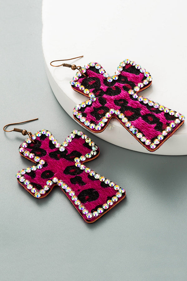 Exaggerated Cross Personality Leopard Print Earrings | Consonak