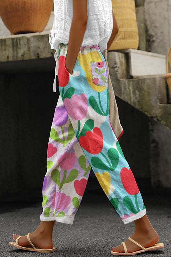 Casual Unique Printed Button Pocket Pants | Consonak