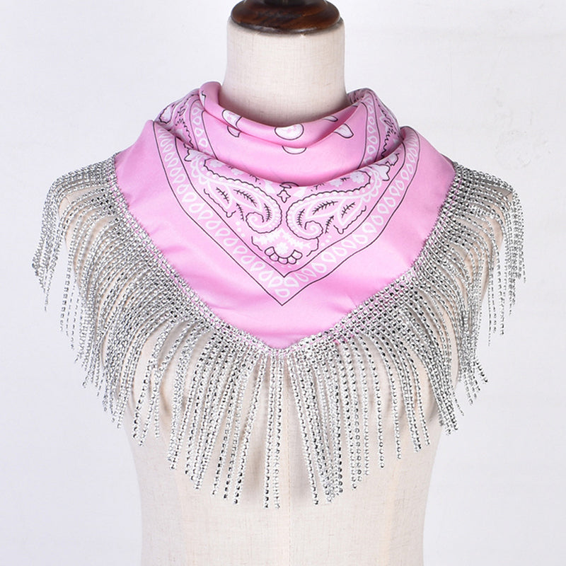British Retro Diamond Tassel Square Scarf | Consonak