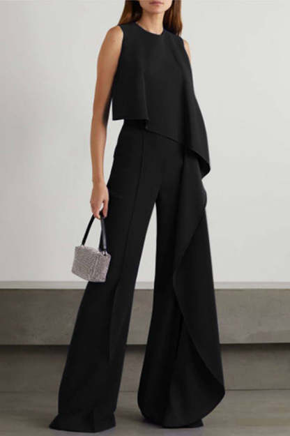 Amazing Views Irregular Hem Wide Leg Formal Party Jumpsuit-consonak