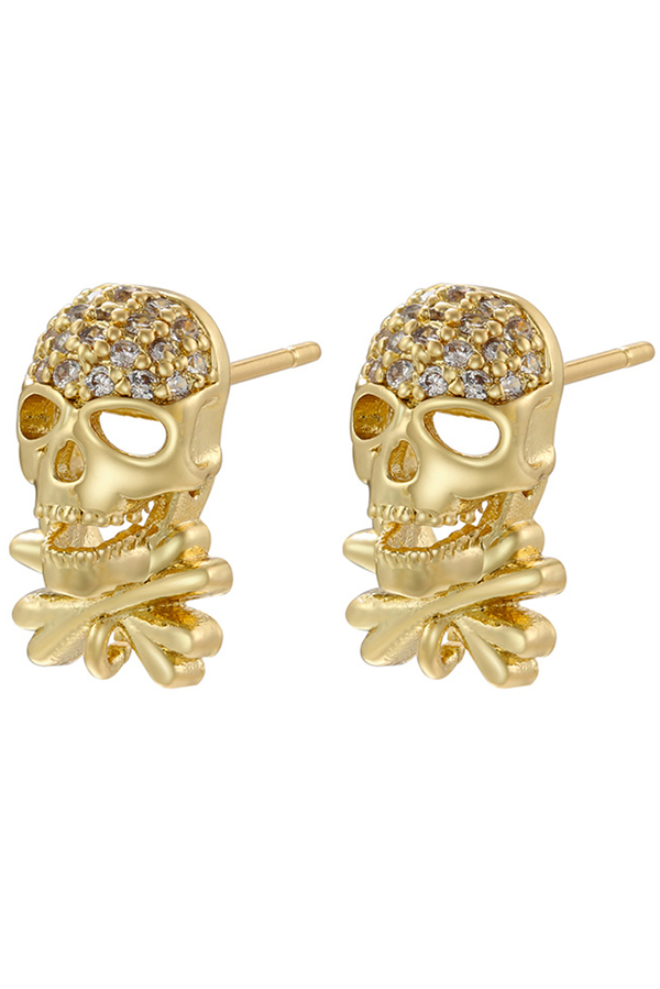 Halloween Zircon Skull Stud Earrings-consonak