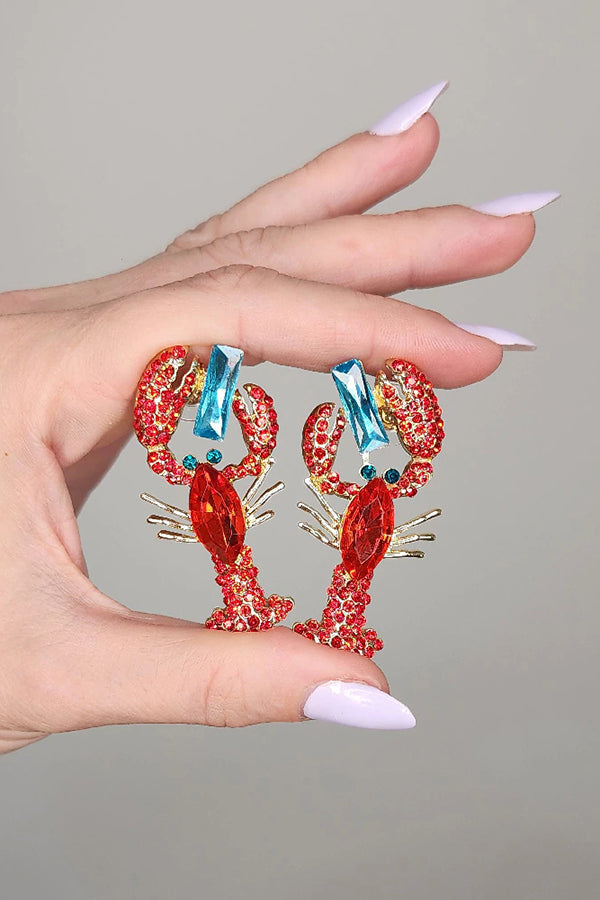 Fashionable Diamond Lobster-shaped Holiday Earrings-consonak