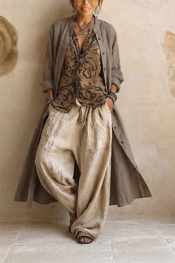 Casual Bohemian Cotton Linen 3-Piece Set-Consonak