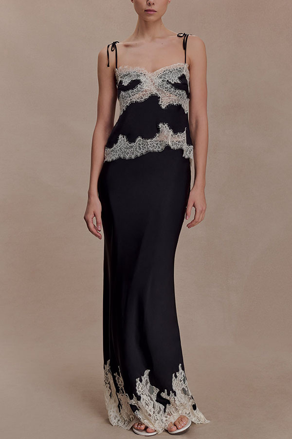 Nina Satin Lace Detail Thin Tie Up Straps Loose Tank-consonak