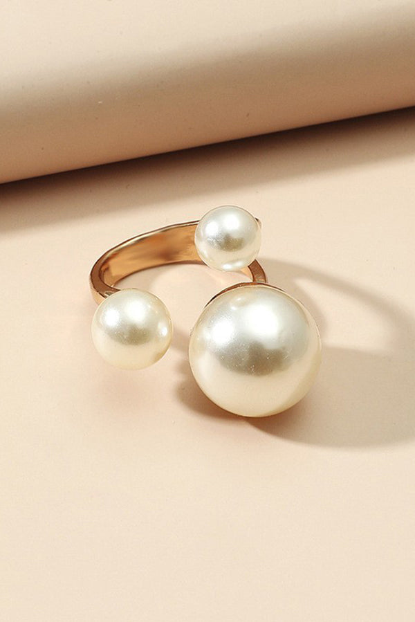 Fashion Imitation Pearl Metal Ring-consonak