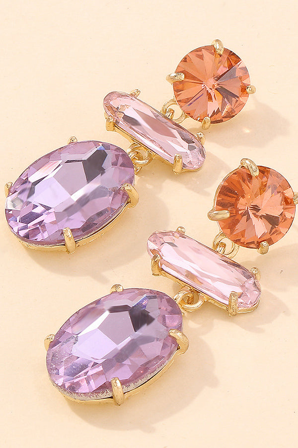 Temperament Contrasting Color Faceted Diamond Earrings-consonak