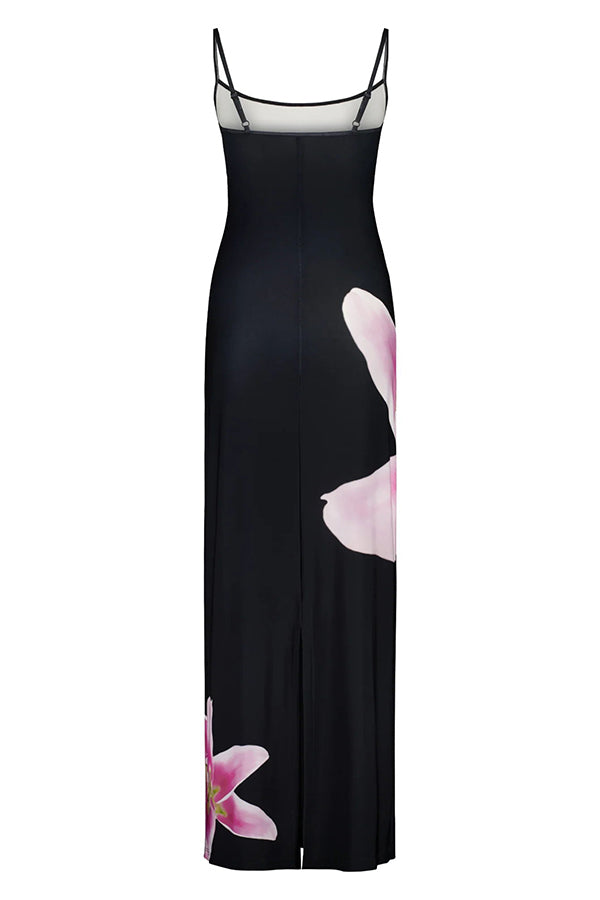 Romantic Beginnings Lily Floral Slip Stretch Vacation Maxi Dress-consonak