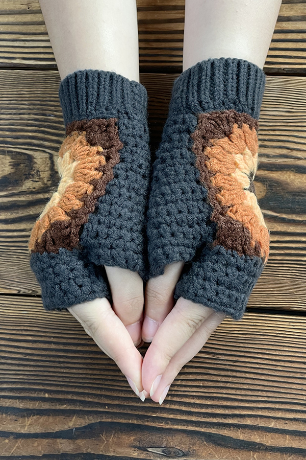 Knitted Sunflower Warm Half Finger Wool Gloves-consonak