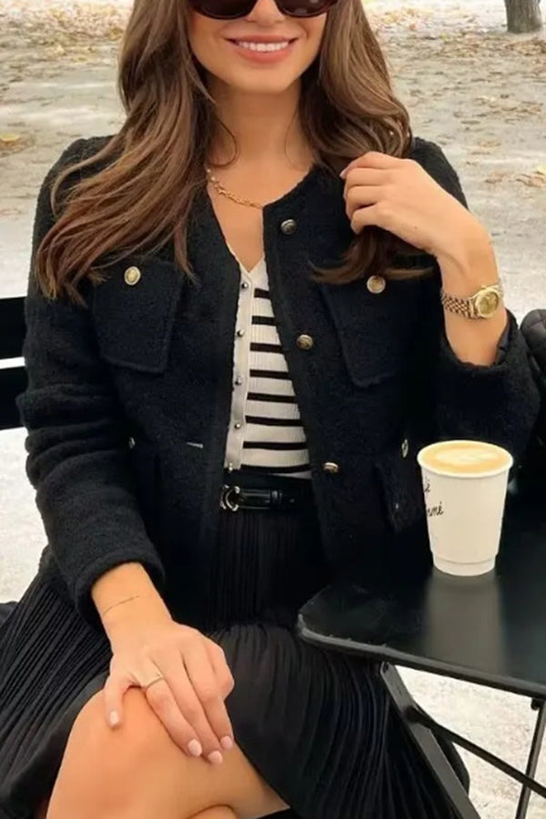 Joy To The World Tweed Metal Button Pocket Jacket | Consonak