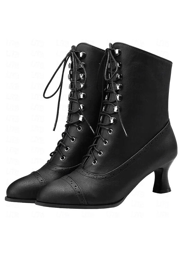 British Style Thick Heel Mid Calf Boots-consonak