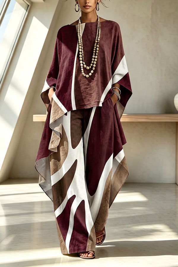 Geometric Pattern Color Blocking Irregular Slanted Set-Consonak