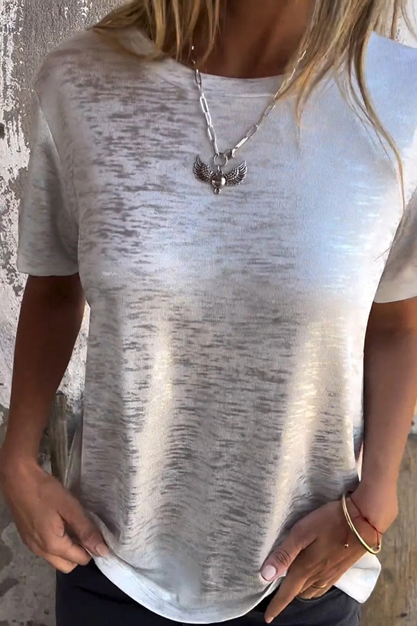 Fashionable Bronzing Round Neck Short-sleeved T-shirt-consonak