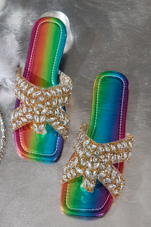 Fashion Rhinestone Wear outside Flat Sandals-consonak